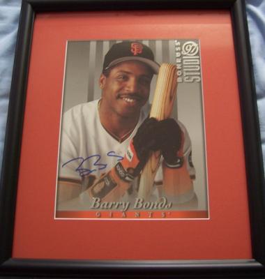 Barry Bonds autographed San Francisco Giants 8x10 photo card matted & framed