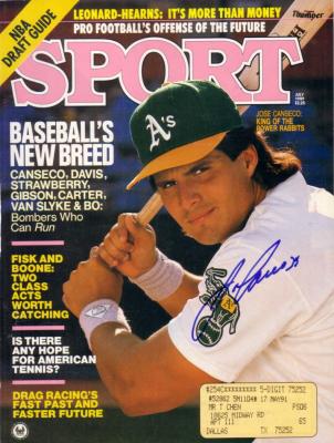 Jose Canseco autographed Oakland A's 1989 Sport magazine cover