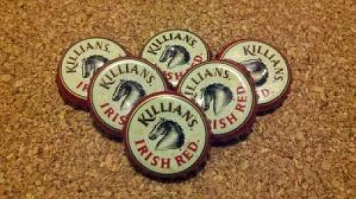 George Killian's 6 Pack of Recycled Beer Bottle Cap Magnets Vintage
