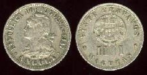 20 centavos; Year: 1927-1928; (km 68); = 4 macutas
