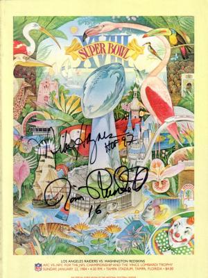 Jim Plunkett & Mike Haynes (Raiders) autographed Super Bowl 18 program