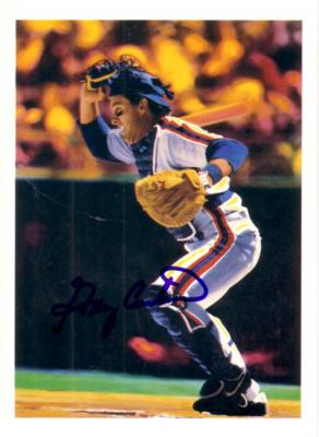 Gary Carter autographed New York Mets 1989 5x7 artwork postcard