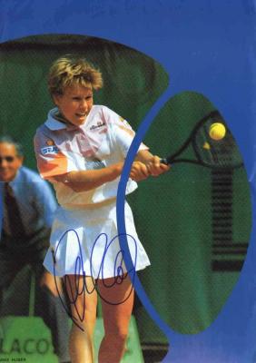 Anke Huber autographed tennis magazine mini poster