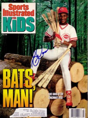 Eric Davis autographed Cincinnati Reds 1990 Sports Illustrated for Kids magazine