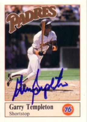 Garry Templeton autographed San Diego Padres 1990 Unocal 76 card