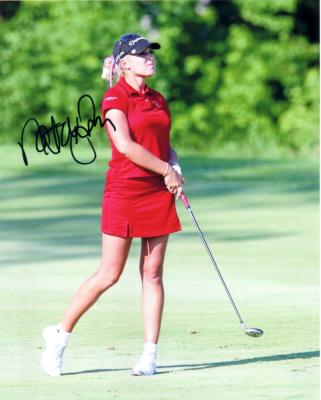 Natalie Gulbis autographed 8x10 LPGA photo watching her shot