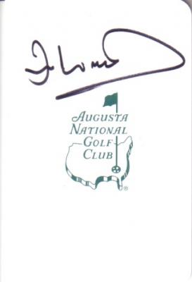Ian Woosnam autographed Augusta National Masters scorecard
