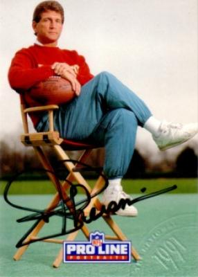 Joe Theismann certified autograph Washington Redskins 1991 Pro Line card