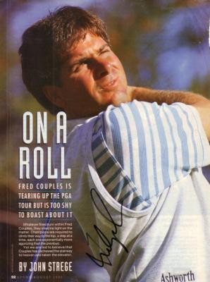 Fred Couples autographed full page golf magazine photo