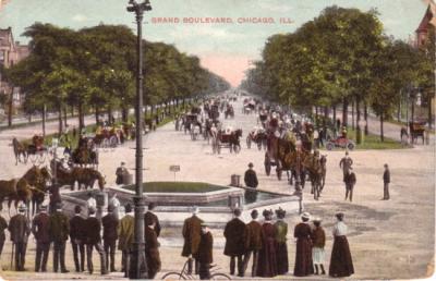 Grand Boulevard Chicago vintage early 1900s postcard