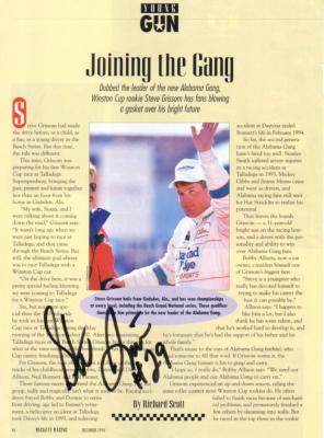 Steve Grissom autographed Beckett Racing magazine page with photo