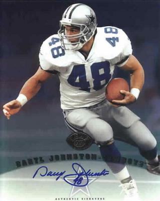 Daryl (Moose) Johnston certified autograph Dallas Cowboys 1997 Leaf 8x10 photo card