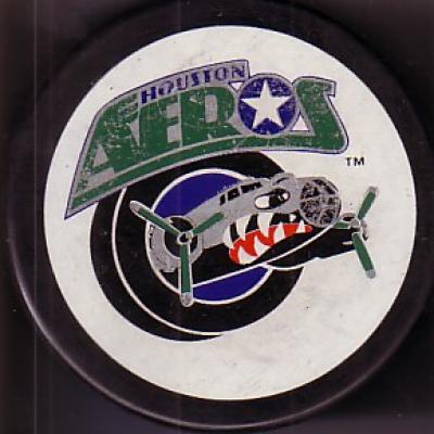 Houston Aeros IHL 1990s logo hockey puck