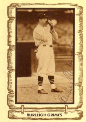 Burleigh Grimes autographed Brooklyn Dodgers Baseball Legends card