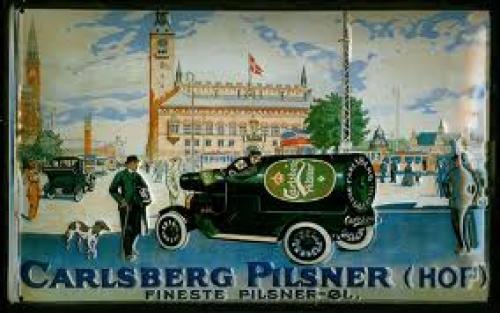 Carlsberg Pilsner Truck Vintage Beer Metal Tin Pub Sign
