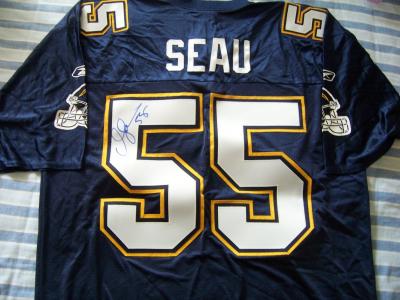 Junior Seau autographed San Diego Chargers authentic throwback Reebok jersey