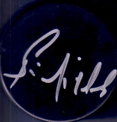 Bernie Nicholls autographed hockey puck
