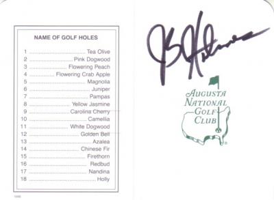 J.B. Holmes autographed Augusta National Masters scorecard