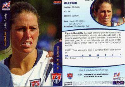 Julie Foudy 2004 U.S. Women's National Team card