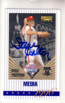 Steve Carlton autographed Philadelphia Phillies 1996 MLB All-Star FanFest media credential