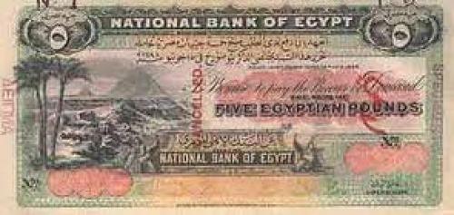 Banknotes; A Five Pound Egyptian Bank Note Issued on January 10th, 1899
