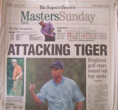 2002 Masters Augusta Chronicle newspaper (Tiger Woods)