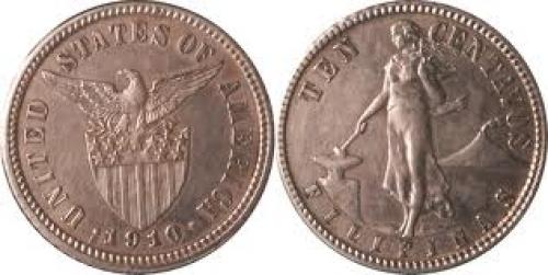 Coins; 1910 ten centavos; USA coin; Filipinas