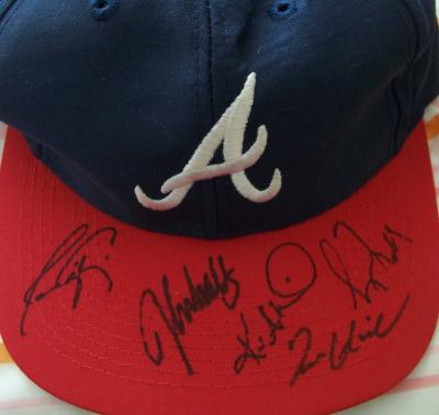 Atlanta Braves cap autographed by Tom Glavine Javy Lopez Greg Maddux Kevin Millwood John Smoltz