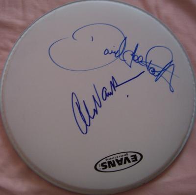 David Lee Roth & Alex Van Halen autographed drumhead