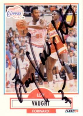 Loy Vaught autographed Los Angeles Clippers 1990-91 Fleer card