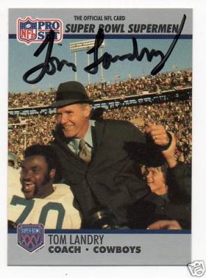 Tom Landry autographed Dallas Cowboys Super Bowl 1990 Pro Set card