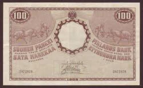 Paper Money Finland Russia 100 markkaa - 1909 issue