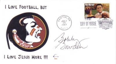 Bobby Bowden autographed Florida State cachet Pop Warner First Day Cover