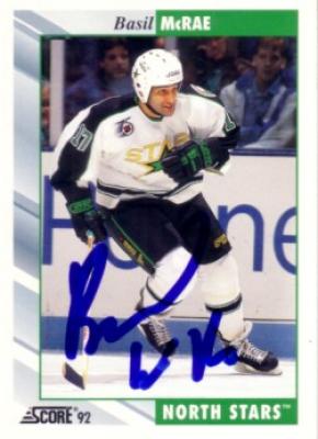 Basil McRae autographed Minnesota North Stars 1992-93 Score card