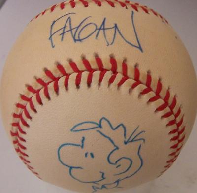 Kevin Fagan autographed & doodled Drabble AL baseball