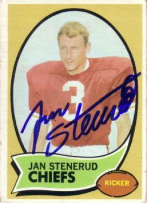 Jan Stenerud autographed Kansas City Chiefs 1970 Topps card