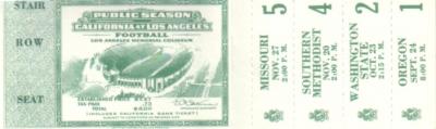 1937 UCLA football season tickets PRISTINE MINT
