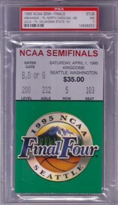 1995 NCAA Final Four Semifinals ticket PSA 7 (UCLA & Arkansas Win)