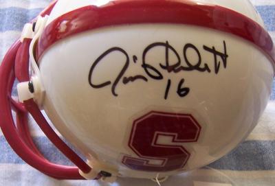 James Lofton & Jim Plunkett autographed Stanford mini helmet