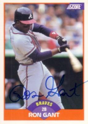 Ron Gant autographed Atlanta Braves 1989 Score card