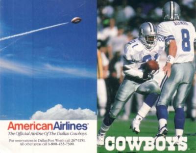 Troy Aikman & Deion Sanders 1996 Cowboys pocket schedule
