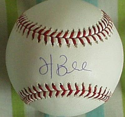 Hank Blalock autographed MLB baseball