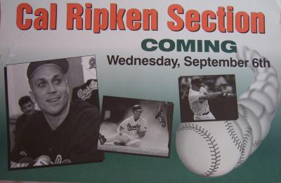 Cal Ripken 1995 Washington Times Cal Ripken Section Coming promotional sign