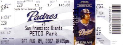 Barry Bonds Home Run 755 San Francisco Giants ticket (Ties Hank Aaron)