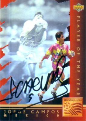 Jorge Campos autographed Mexican National Team 1994 Upper Deck hologram card