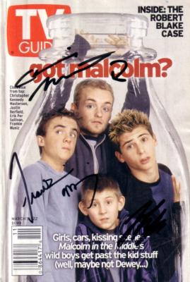 Frankie Muniz Justin Berfield Christopher Masterson autographed Malcolm in the Middle TV Guide