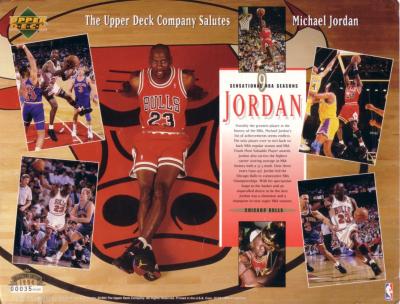 Michael Jordan 9 Sensational NBA Seasons 1994 Upper Deck commemorative sheet