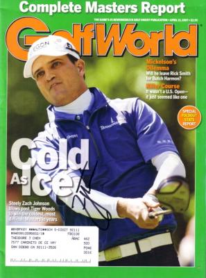 Zach Johnson autographed 2007 Masters Golf World magazine