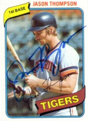 Jason Thompson autographed Detroit Tigers 1980 Topps card
