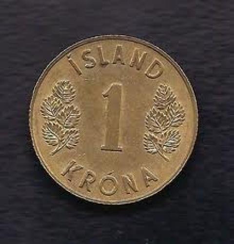 Coins; Iceland 1 Krona 1973 Coin
